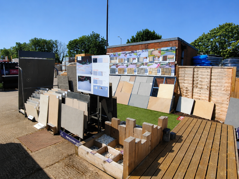 County Building Supplies Droitwich landscaping display outside